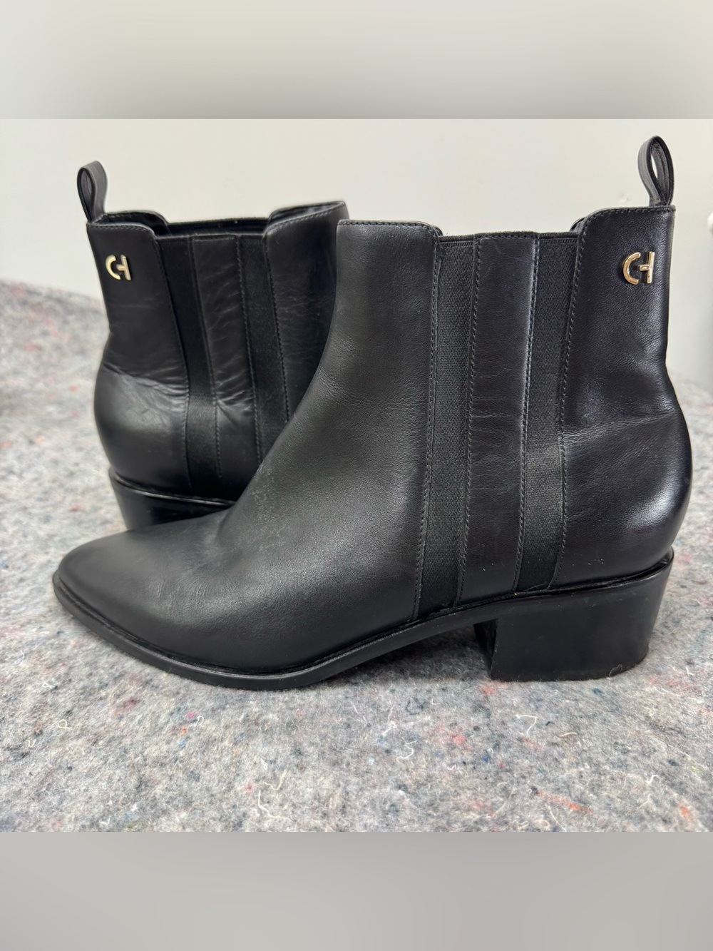 Cole Haan Grand Series Black Leather Chelsea Ankle Boots